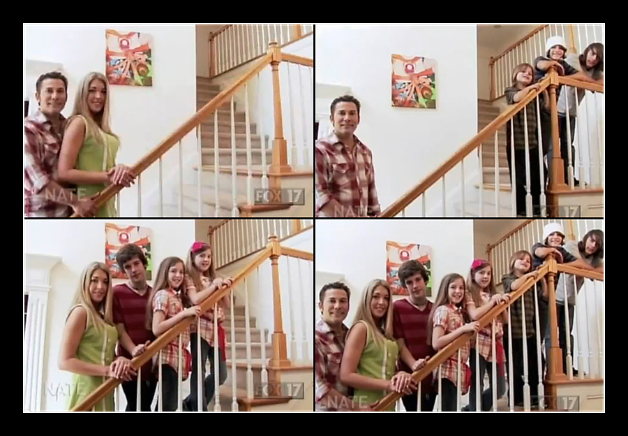 taylor family on stairs blog it board